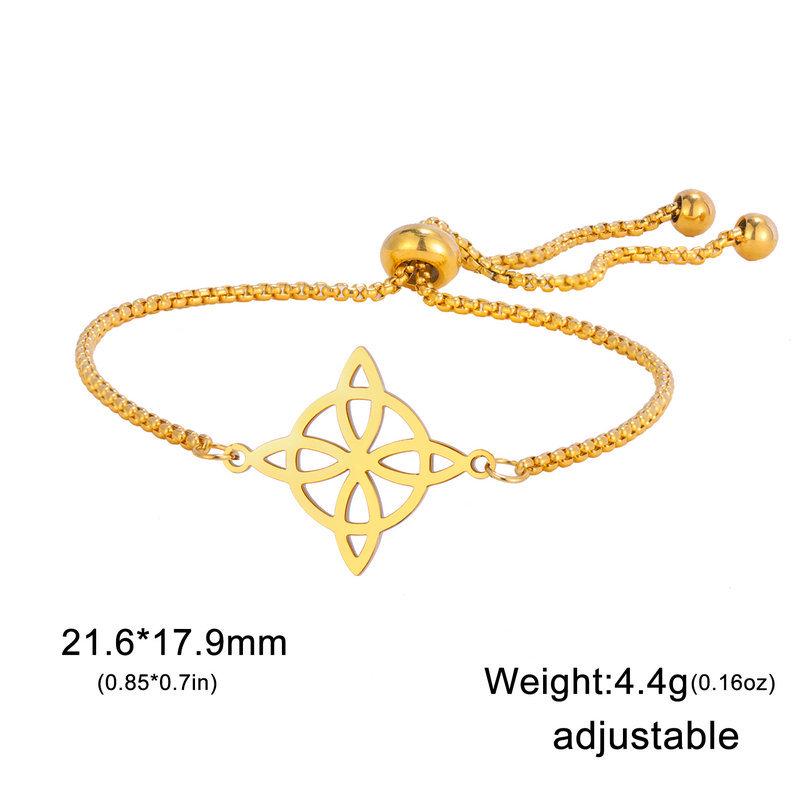 Trendy Adjustable Double Layer Witch Knot Bracelet for Women - Stainless Steel Hand Jewelry