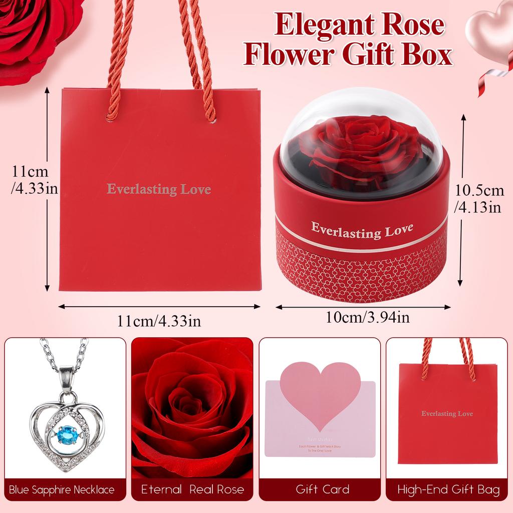 Ewige Blume Rose Schmuck Geschenkbox Mit Herz Halskette Acrylboxen Ringaufbewahrung Displayständer Für Valentinstag Ehe
