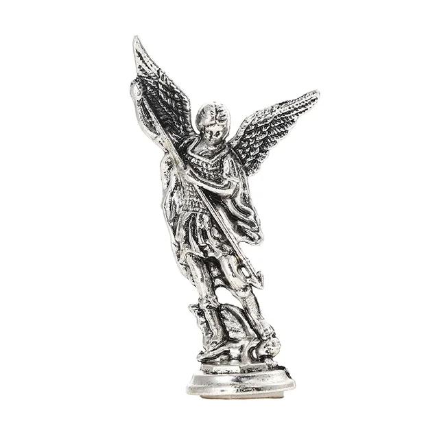 Saint Michael Archangel Figurine, Sacred Angel Michael's Sculpture, Zinc Alloy Statue for Home Desk Decor