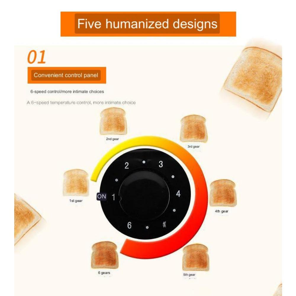 Household Stainless Steel Toaster Double-Slot Toaster Fully Automatic Mini Breakfast Toast 2 Pieces