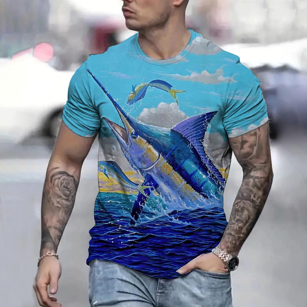 2025 casual loose men's short-sleeve T-shirt summer fishing clothing T-shirt