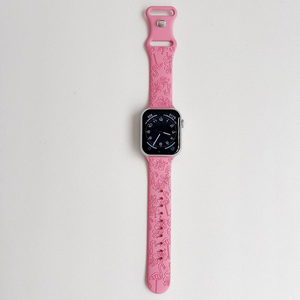 Flamingo-Blumenschnitzsilikon passend für Apple Watch Apple Watch Apple Strap iWatch Sport-Prägearmband