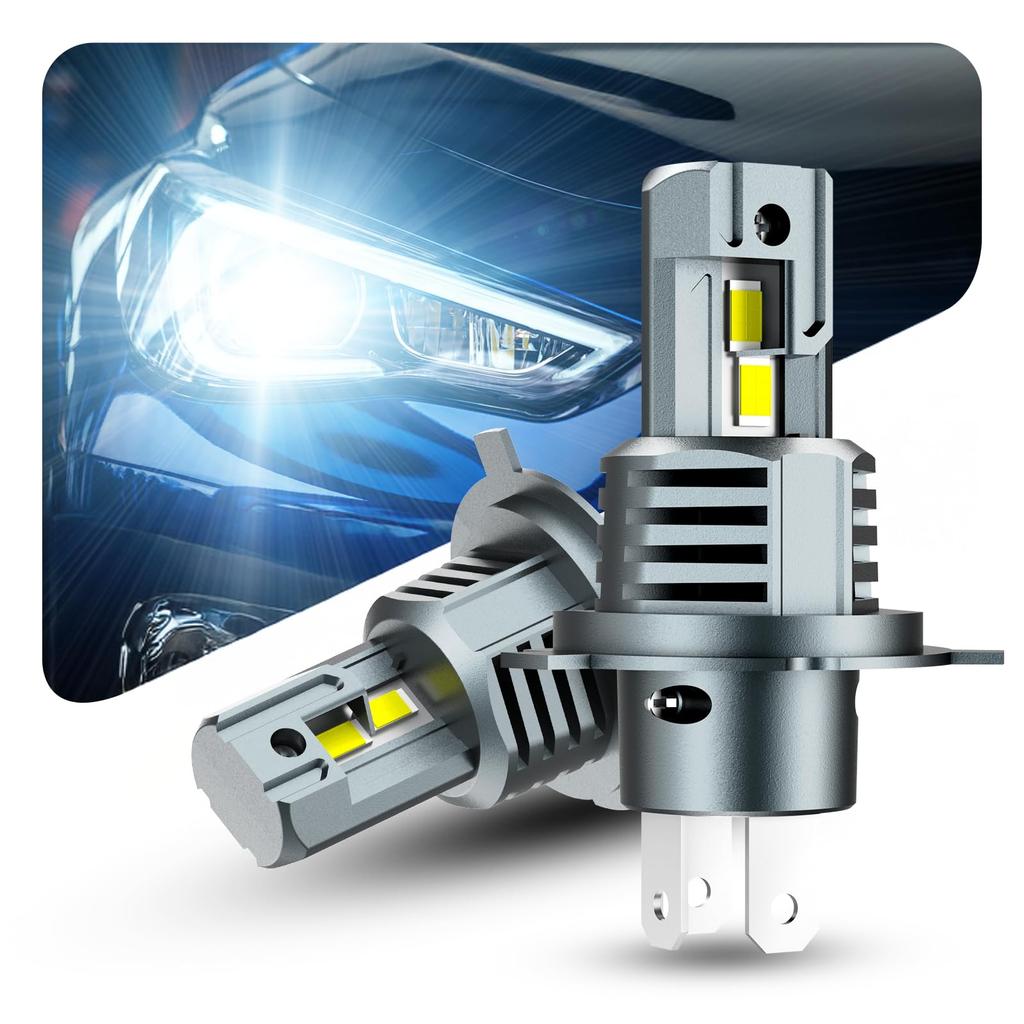 Marsauto H4 LED Vehicle Inspection Super Halogen Easy IP68 Ultra Strong Cooling Instant Long Headlight, Hi/Lo, Compliant, 28,000LM, 6,000K White,