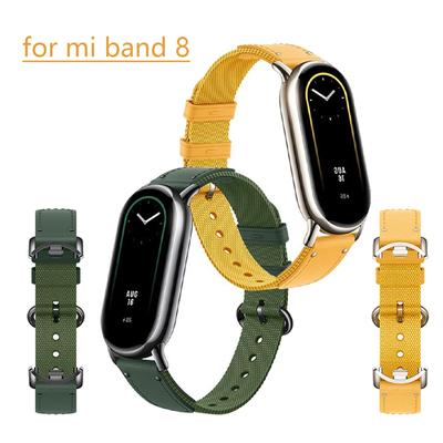 Оригінальний плетений браслет Ремінець для Xiaomi Mi Band 8 NFC Шкіряний нейлоновий ремінь для смарт-годинників Ремінці для годинника для MI Band 8 Аксесуари для носіння