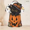 Women Plus Size Halloween Cartoon Duck Pumpkin Printed Scrub Top V Neck Short Sleeve With Front Pockets