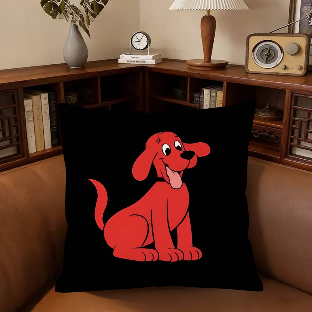 Cartoon CClifford The Big Red Dog Pillow Case Fashion Square Pillowcase Bedroom Sofa Room Ins Decoration Leisure