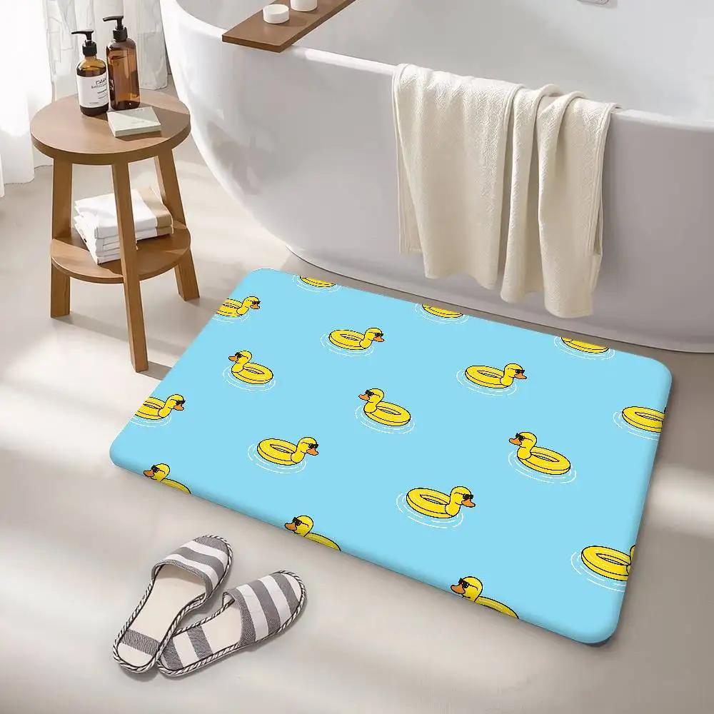 Yellow Duck Cartoon Pattern Floor Carpet Nordic Style Home Doormat Bathroom-Toilet Mats Bedroom Bedside Mats