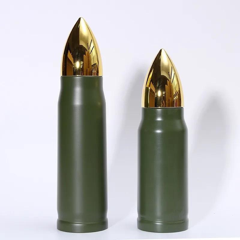 350ml 500ml Stainless Steel Vacuum Cup Double Layer Creative Bullet Head Thermos Outdoor Large Capacity Portable Water Bottle