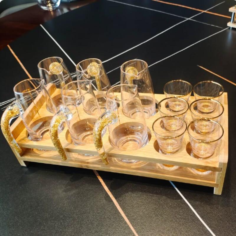 Jiebangda Gold Handle Glass Baijiu Dispenser Set