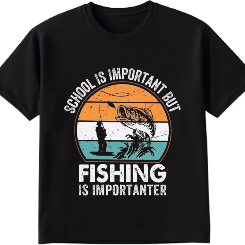 men brand tshirt Black summer Women t shirt School Is Important But Fishing Is Importanter Short Sleeve Printed ONeck tees