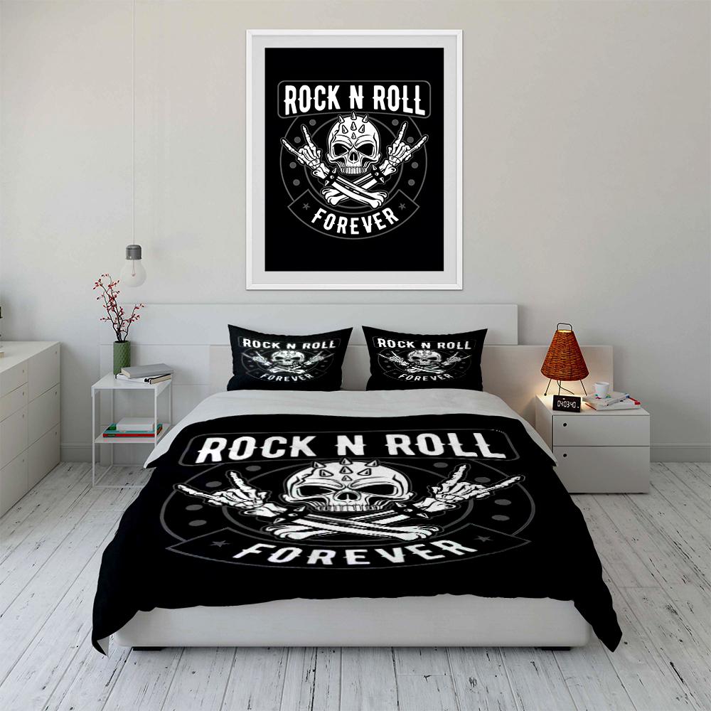 Rock N Roll Skull Design Bedding Set Bedding set (1 duvet cover, 2 pillowcases, duvet not included)