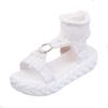 Women's Plus Size Lightweight Woven Slippers - Thick-Soled, Wool, Round-Toe Sandals, European & American Casual Style