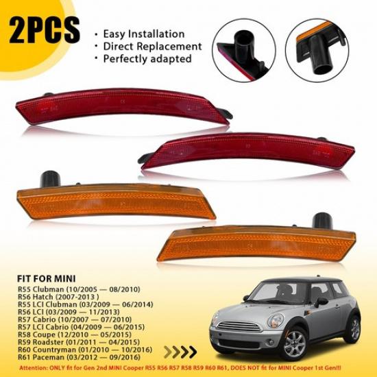 Amber 4X Side Light Red Housings For R55 MINI R56 R58 R57 R59 R60 R61 Front Rear