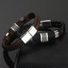 Vintage Genuine Leather Bracelet for Men Handmade Woven Bracelet Magnetic Clasp Wrap Bracelet Homme Hand Jewelry Accessories New