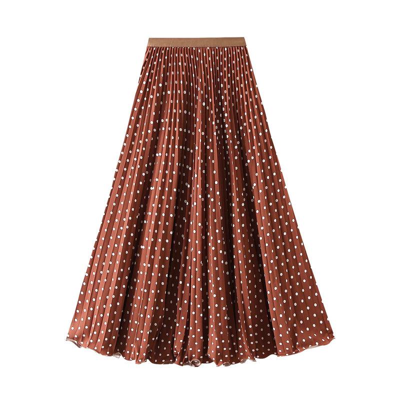 Elegant Polka Dot A-Line Pleated Skirt for Women - 2026 New Style, Casual & Slimming