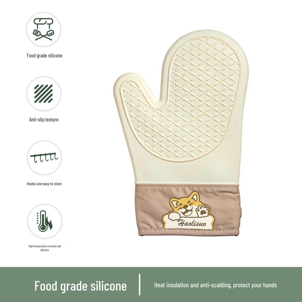 Thickened Non-Slip Silicone Kitchen Oven Gloves: Heat-Resistant and Anti-Scald Baking Mitts