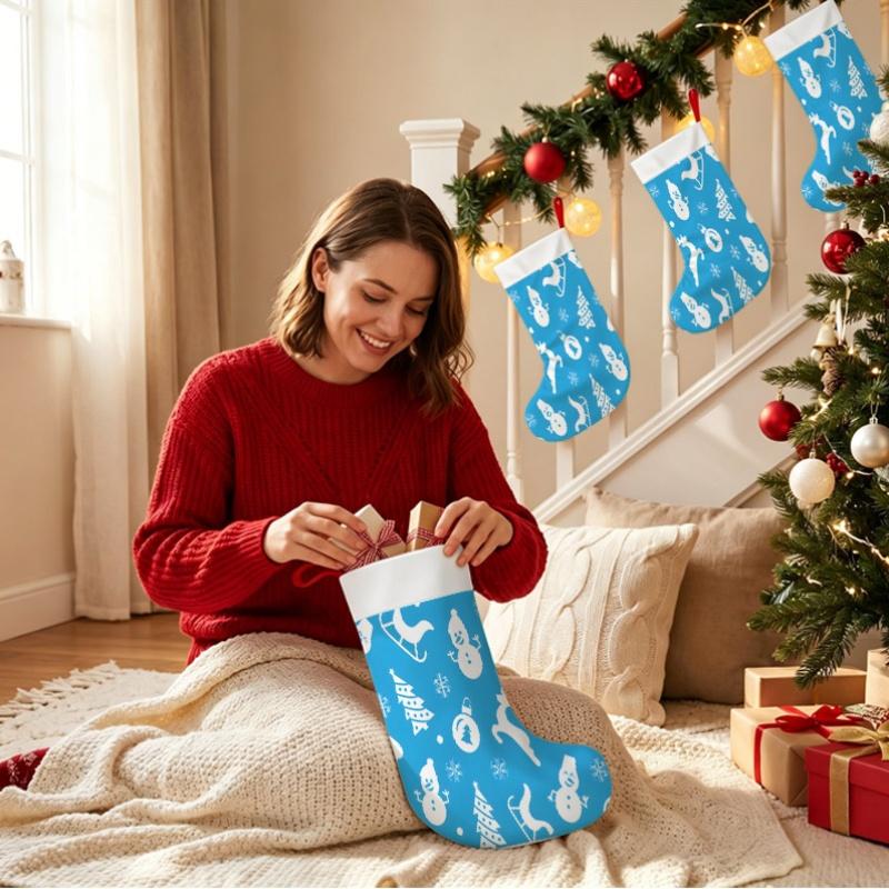 Christmas Decoration Fireplace Hanging stockingChristmas Stockings 1pc 45.72 Cm, Christmas Snowflake Reindeer