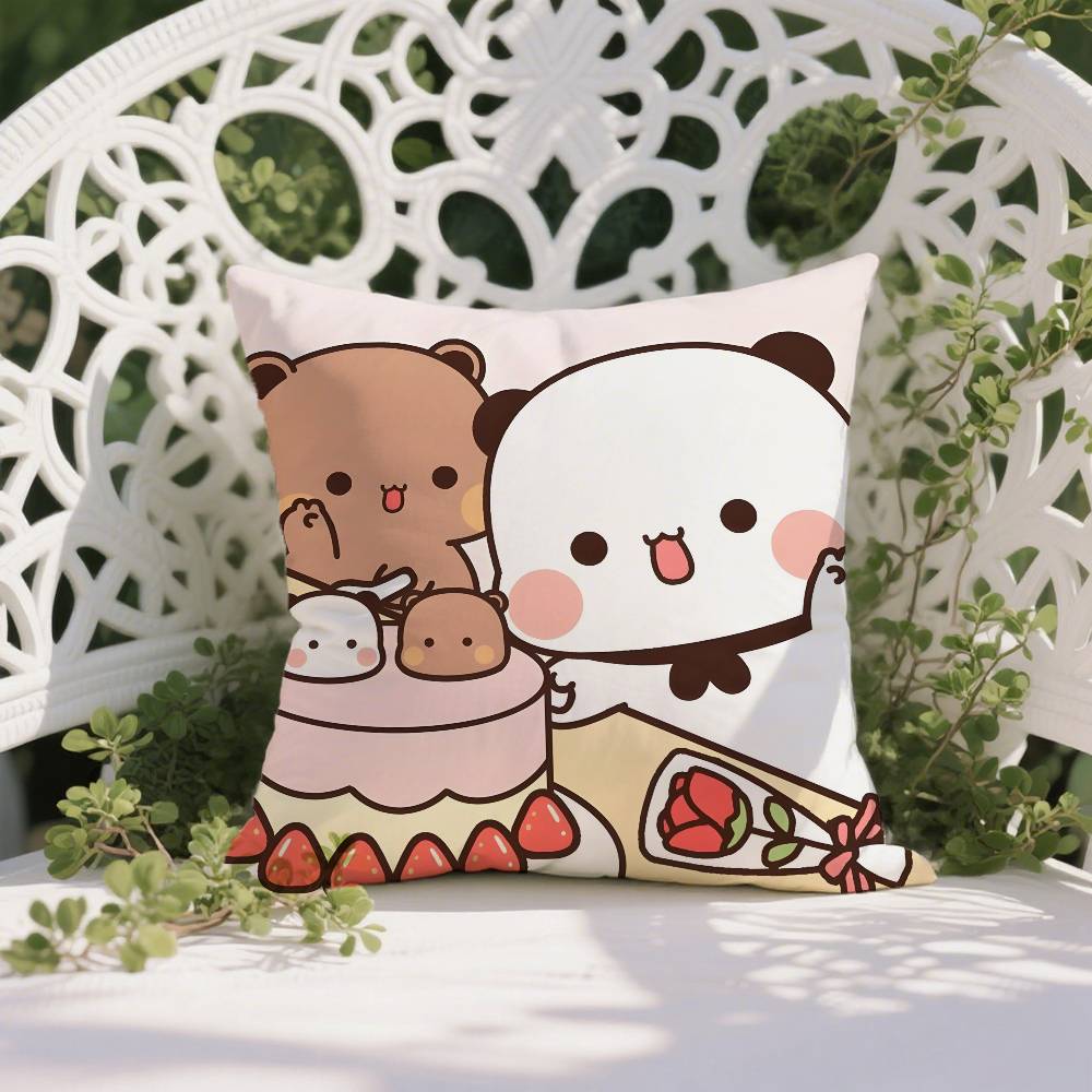 Cartoon Rolle Bubu & Dudu Paar Kissenbezug Milbenschutz Kissenbezug Verdeckter Reißverschluss Seidig Kurzer Plüsch Sofakissenbezug