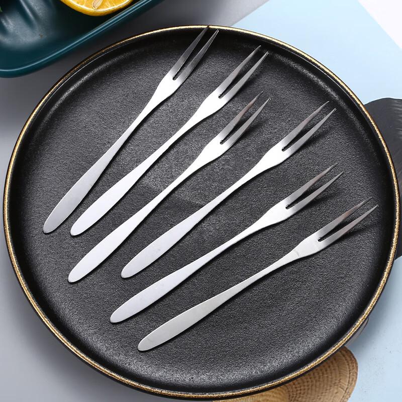 Mansou Stainless Steel 2-Prong Fruit Forks - 10-Pack