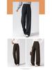 Women's Wool Wide-Leg Pants, Brown Herringbone, Slimming & Comfortable, Skin-Friendly, 2025 Autumn/Winter Collection