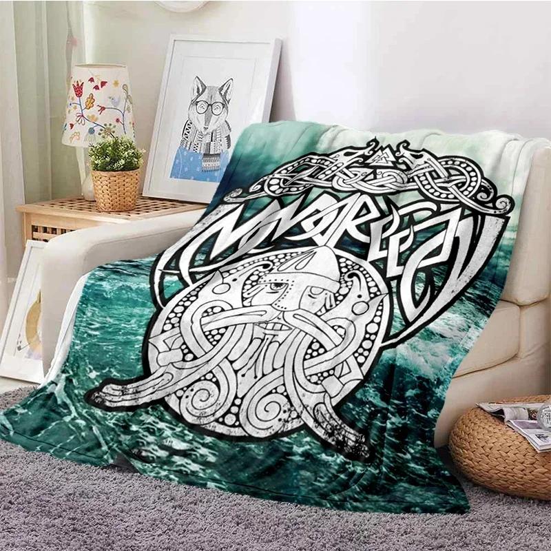 Die Antiken Skandinavischen Nordischen Runen Äxte 3D Weiche Wurfdecke Leichte Flanelldecke