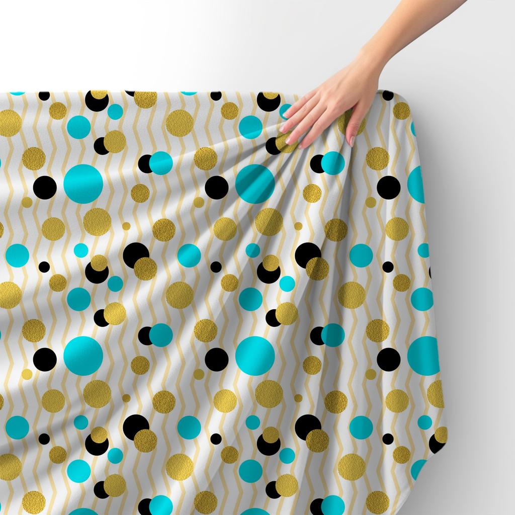 Royal Samt Stoff Polyester Zum Nähen - Motiv Punkte Zickzack