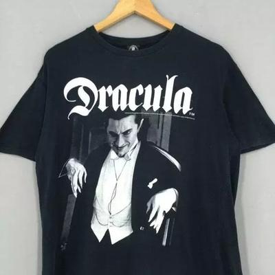 Camiseta de Películas de Terror de Drácula de los 2000 Básica negra Unisex Película de Terror Vtg S-5XL Camiseta Unisex