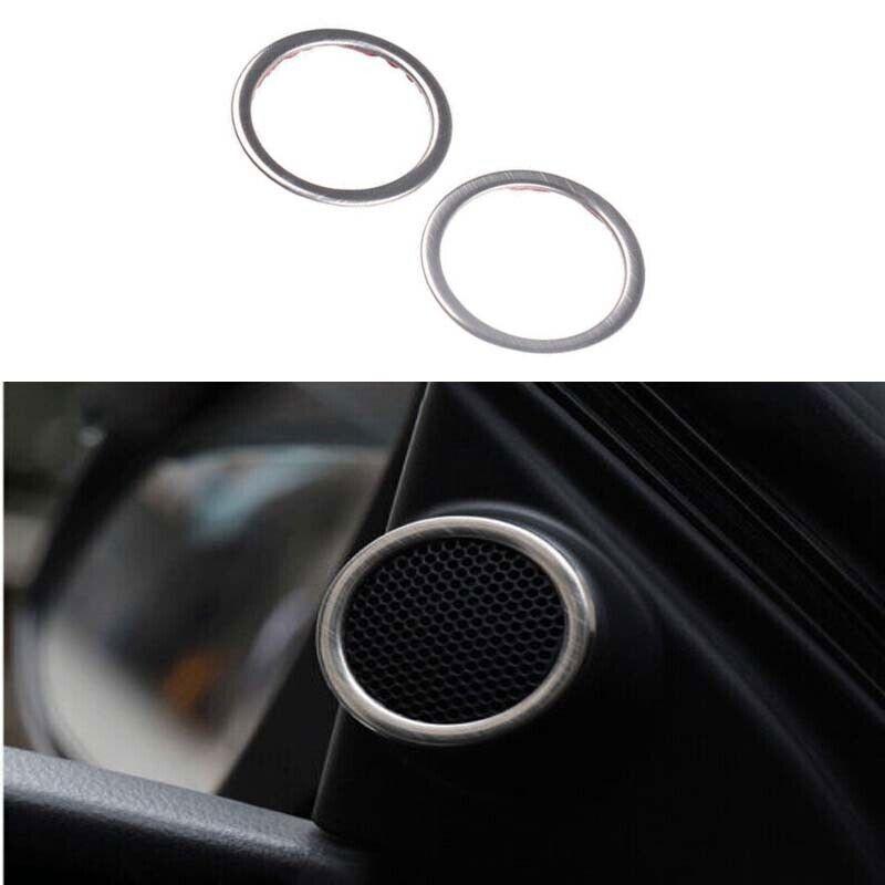 Silver Brushed For Toyota Corolla 2014- A-Pillar Speaker Ring 2X Cover Trim