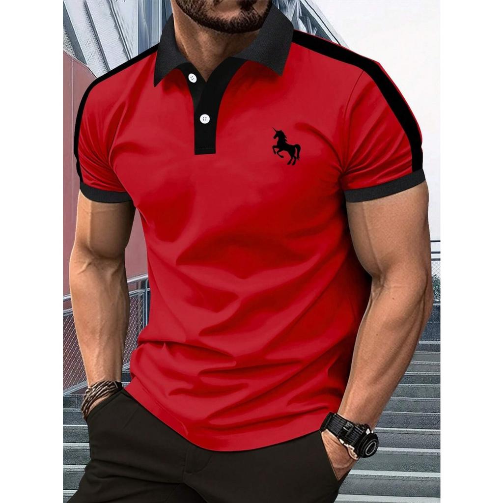 The new men's short-sleeved POLO shirt for summer 2026 fashionable breathable with 3D pattern printing