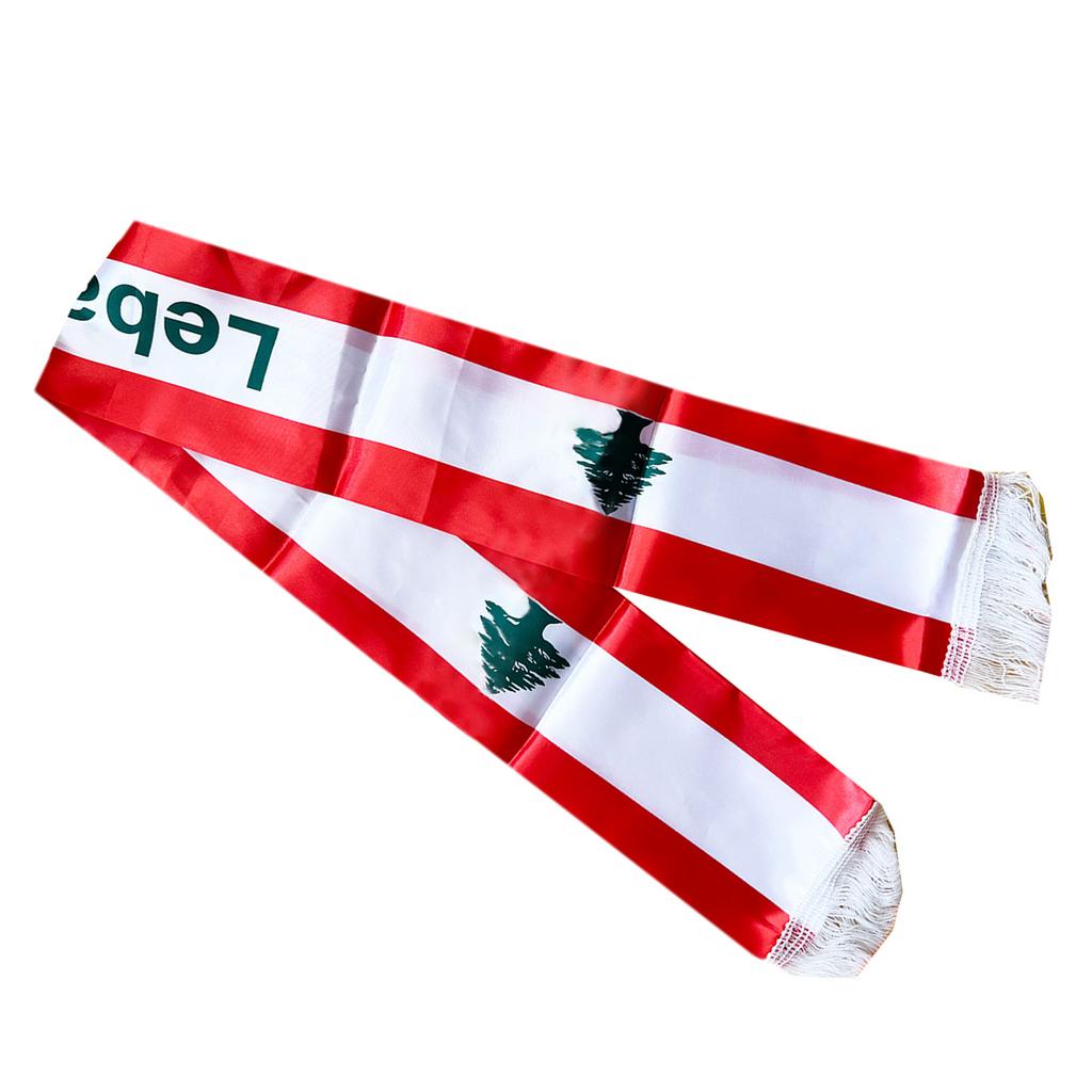 Digital Print Lebanon Flag Scarf Long Sash Scarf Women Men Party Gathering Scarf Lebanese Sash Scarf for Weddings