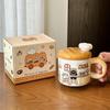 Creative Bread Cat Ceramic Mug, High Beauty Coffee Mugs with Lid, Home Drinking Tea Cup, Christmas Birthday Gift Kawaii Cup