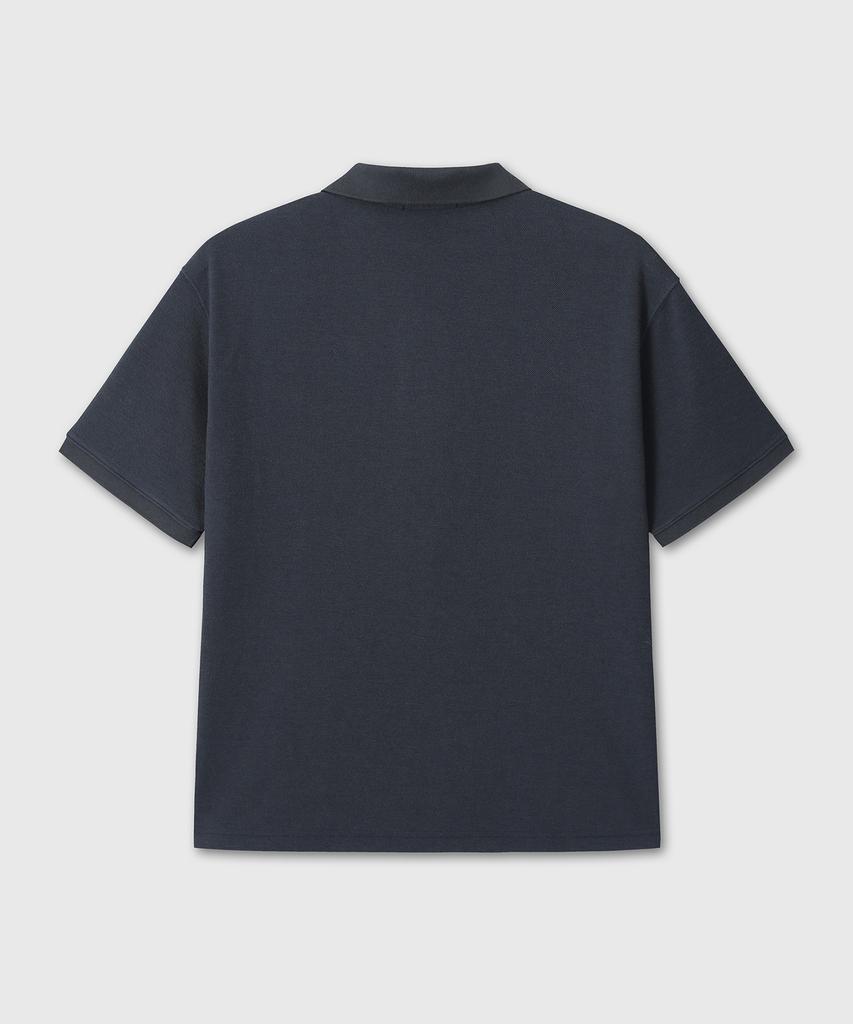 Daibeuin Regular Polo Crop T-Shirts (Navy)