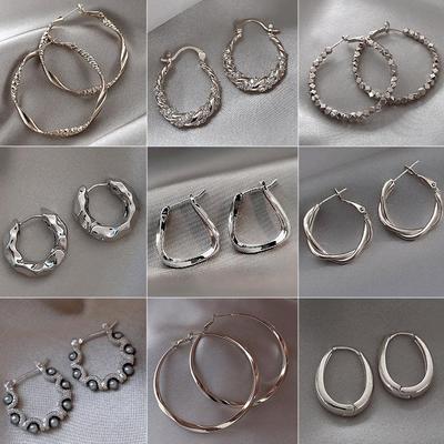 Women's Silver Hoop Earrings: Light Luxury 2024 Exaggerated Niche Style