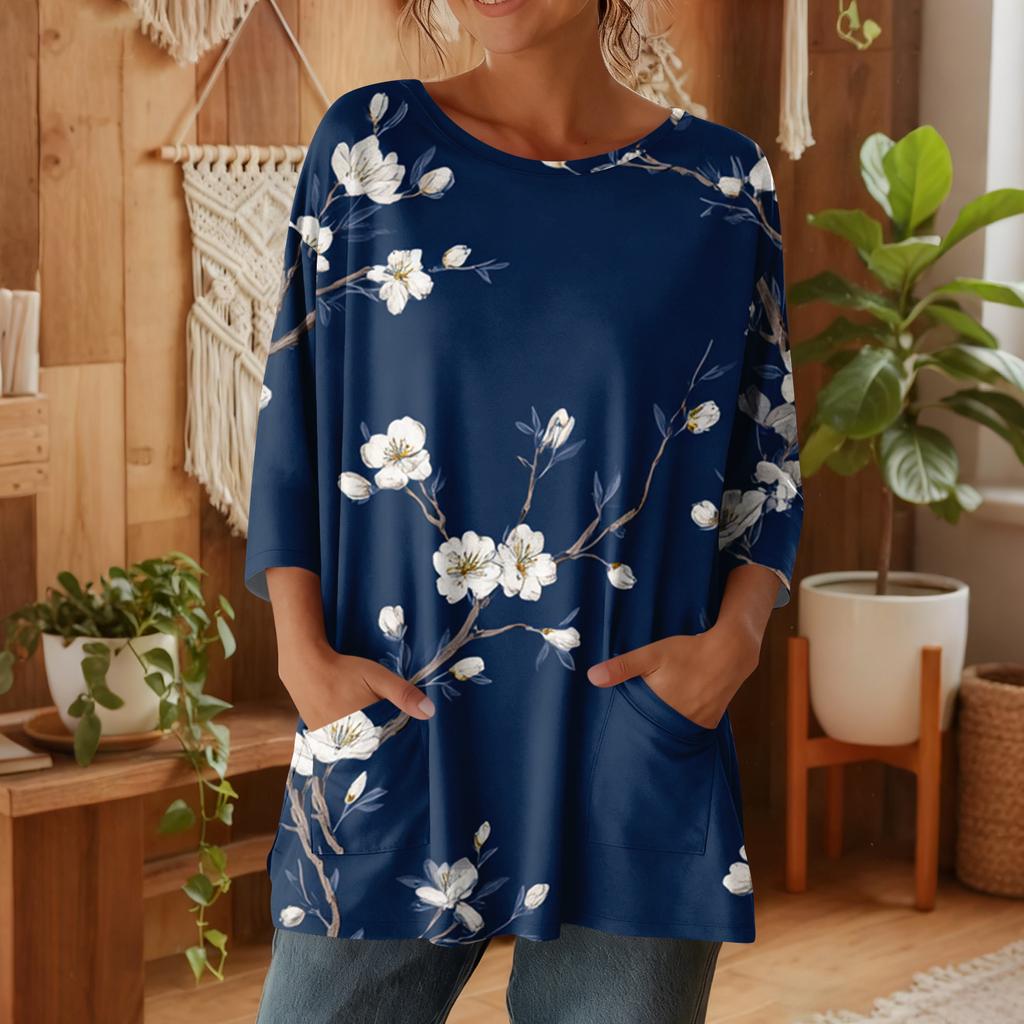 Damen 3/4-Ärmel Shirts Grafik-T-Shirts Shirts Lässige Basic-Tops Pullover