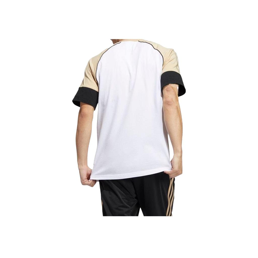 Adidas Originals Color Block Pattern Printed Crew Neck Short Sleeve T-Shirt Men Tops White HI3018