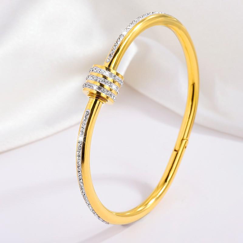 Starry Sky Silver Titanium Steel Bracelet for Women - High-End, Versatile, Full Diamond, Non-Fading Fashion Accessory