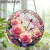 Acryl Rosa Rose Libelle Sonnenfänger Buntglas-Effekt Fensterhänge-Ornament Blumenliebhaber Geschenke