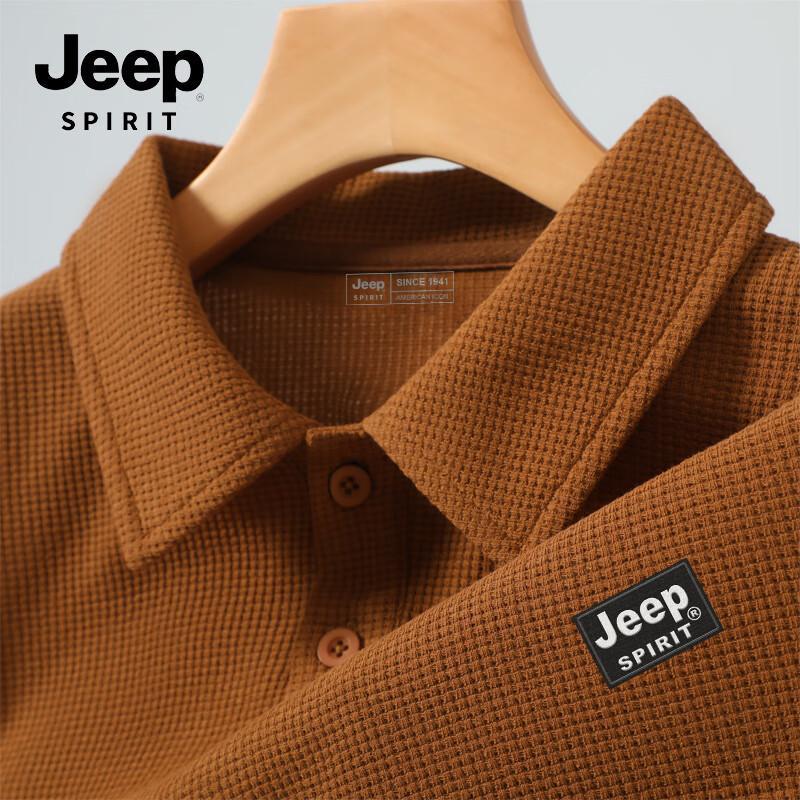 

JEEP SPIRIT Men s Waffle Knit Long Sleeve Polo Shirt M