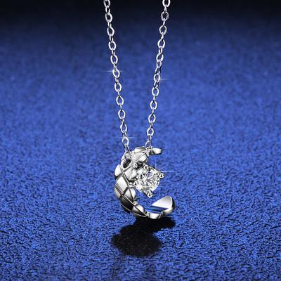 Colier cu pandantiv lunar Moissanite de modă D culoare VVS1 diamant pur S925 argint sterling bijuterii fine pentru femei