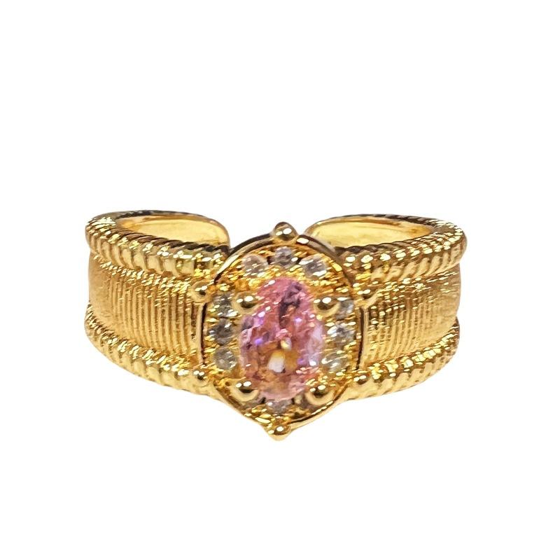 Three-Dimensional Exquisite Medieval French Retro Open Ring Luxury Light Luxury Niche Zircon Accessories Women