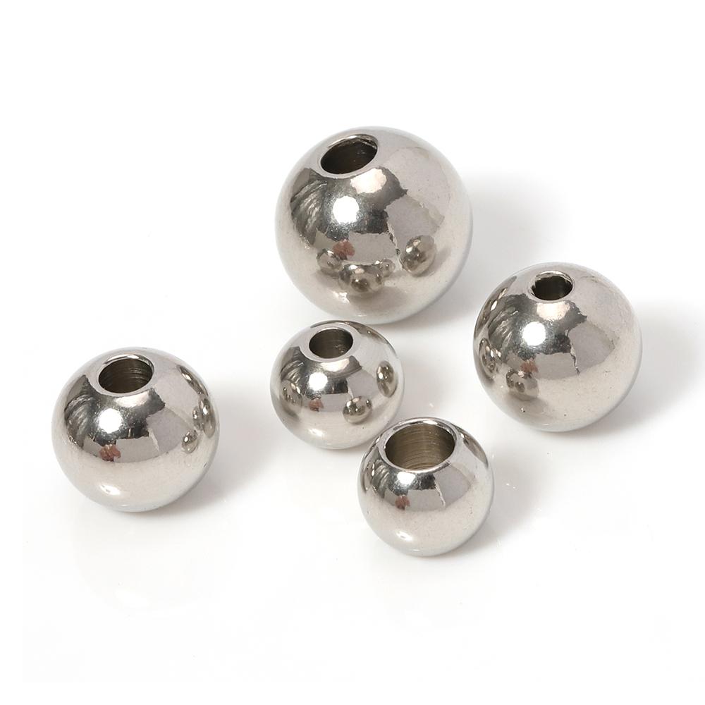 100 ks 2 mm-12 mm Korálky z nerezové oceli 316L Evropské Kovové Kuličky Distanční Korálky s Velkým Otvorem pro Výrobu Šperků DIY Náramek Náhrdelník