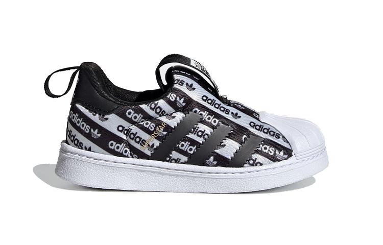 adidas Originals SUPERSTAR 360 Abrasion Resistant Low Top Skateboard Shoes Black White Infant And Toddler EF6642