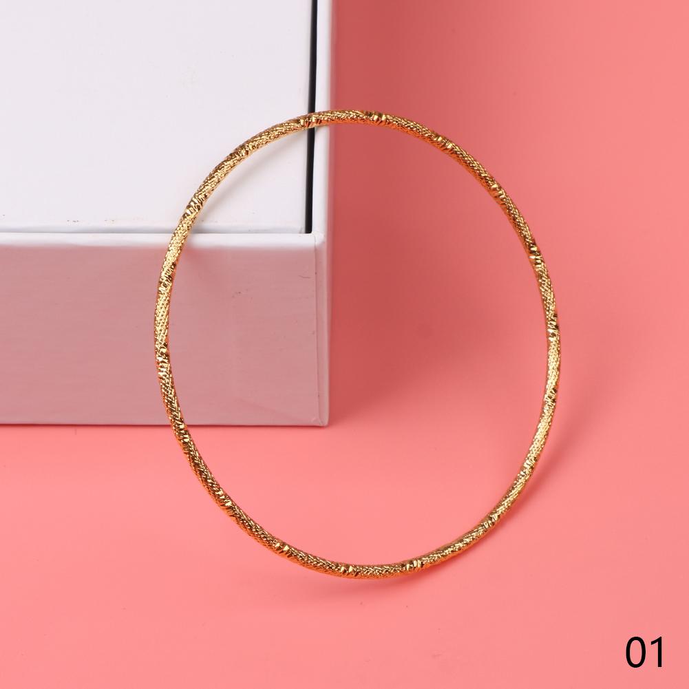 1Pcs African Gold Color Shiny Bangles Dubai Circle Bracelet Jewelry For Women Girls Ethiopian Bride Wedding