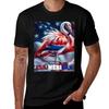 Flamerican Red White Blue Flamingo Happy 4th Of July Tshirt Casual Street Style Short Sleeve Tee