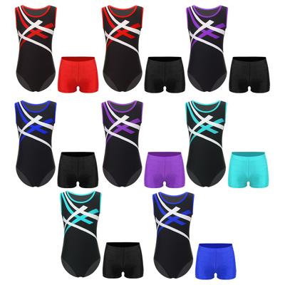 Dzieci Dziewczęta Chłopcy Bezrękawnik Gimnastyka Trykot Balet Taniec Kombinezon z Krótkimi Spodenkami Zestaw Unitard Biketard Activewear