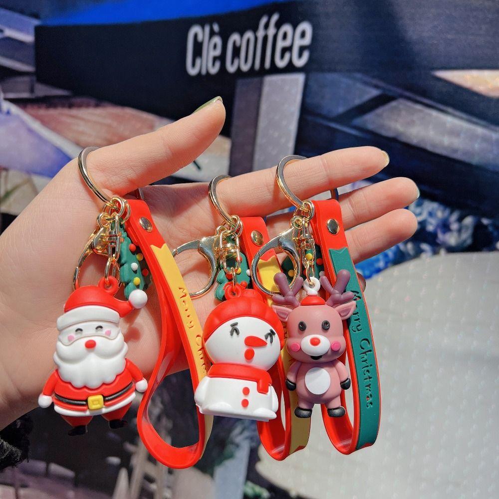 Decoration Small Pendant Santa  Key Fob Christmas Keychain Bag Charm Key Chain Car Key Ring