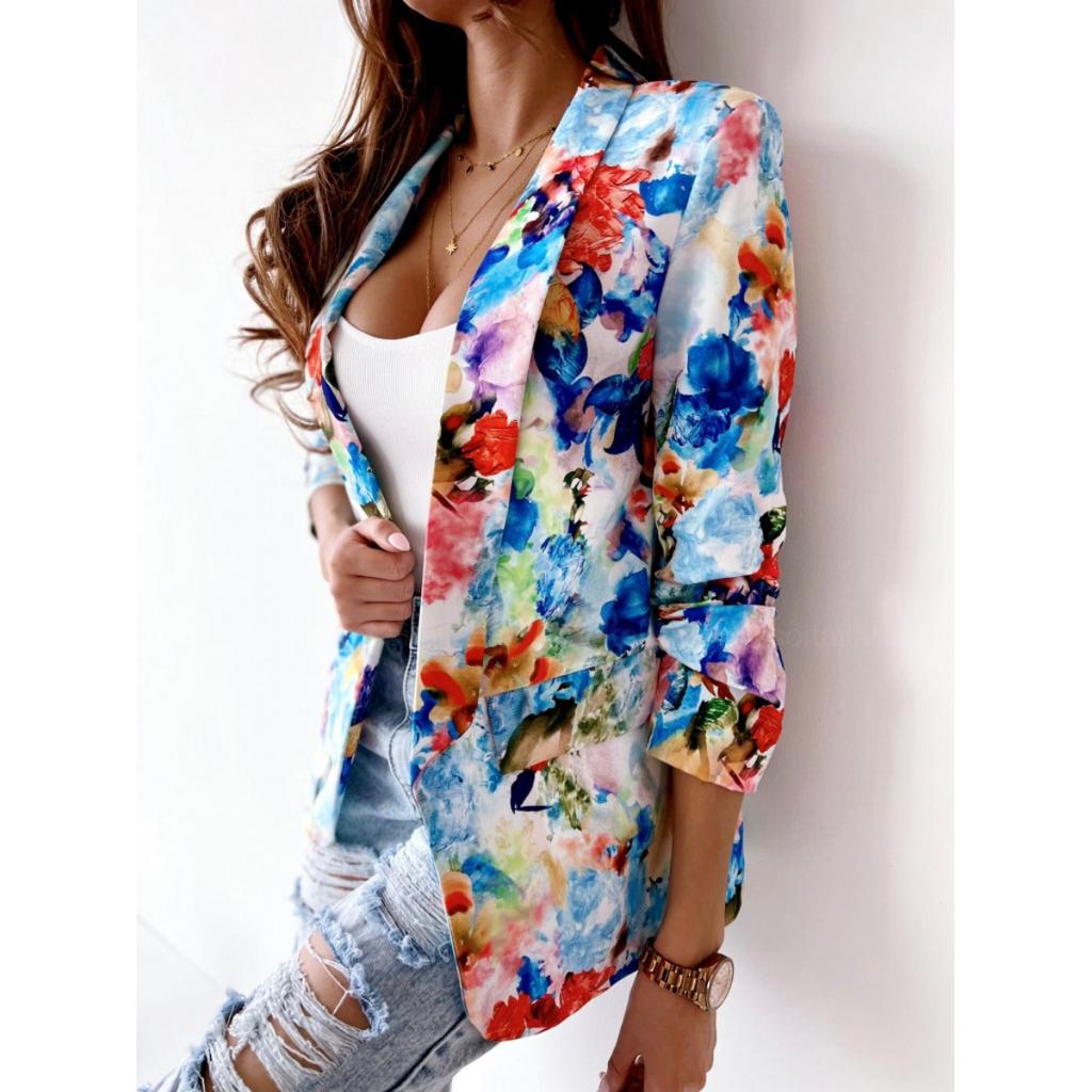 New Fashion Women's Printed Blazer, Casual Spring Outerwear, European American Style, Popular For Crossborder Women
