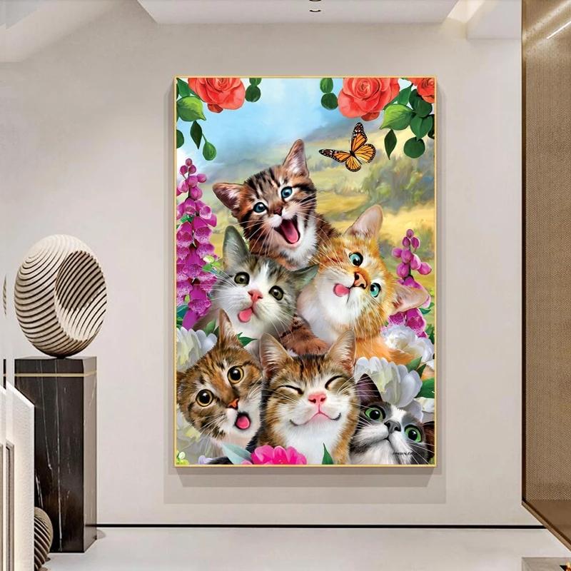 Flower Butterfly Garden Canvas Paintings Cat Selfie Posters and Prints Wall Art Pictures for Boys Kids Room Wall Decor Cuadros