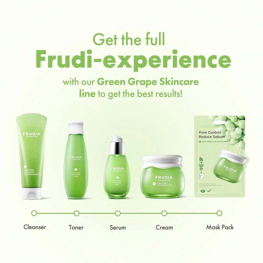 FRUDIA Green Grape Pore Control Face Cleanser Foam 145ml , Daily Facial Cleanser For Exfoliating And Pore Care