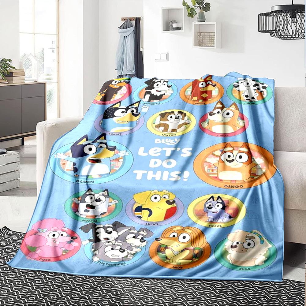 Bluey Print Flannel Blanket High Quality Warm Comfortable Cover for All Seasons Perfect for Gifts Home Decor
